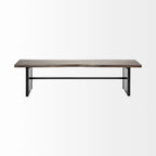 Banco de comedor de madera de mango con borde natural - 70 An x 17 Pr x 18 Al