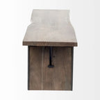 Banco de comedor de madera de mango con borde natural - 70 An x 17 Pr x 18 Al