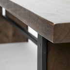 Banco de comedor de madera de mango con borde natural - 70 An x 17 Pr x 18 Al