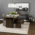 Banco de comedor de madera de mango con borde natural - 70 An x 17 Pr x 18 Al
