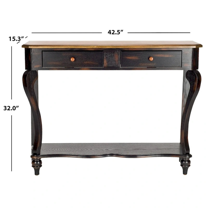 Mesa de consola de madera marrón oscuro - 43 an. x 15 prof. x 32 al.