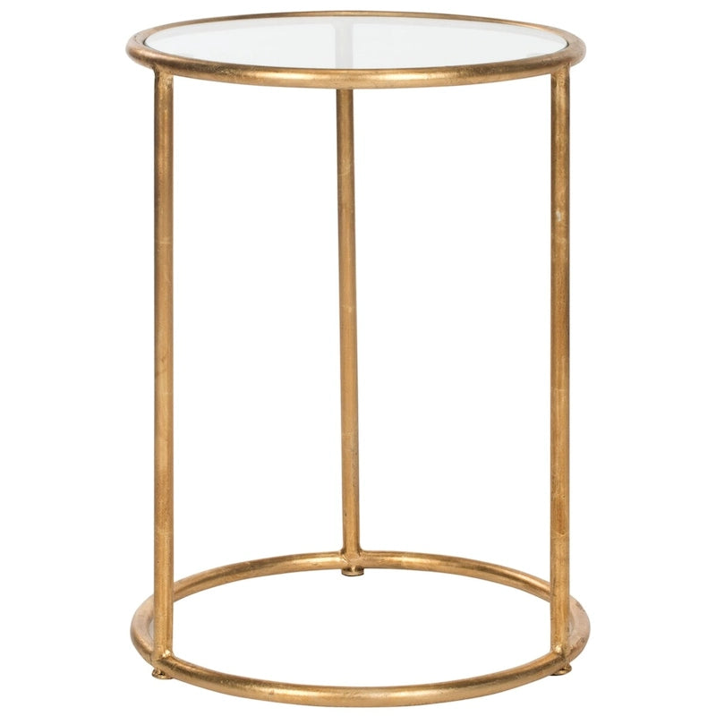 Mesa Auxiliar con Espejo Dorado - 38.1 cm An. x 38.1 cm Prof. x 50 cm Al.