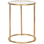 Mesa Auxiliar con Espejo Dorado - 38.1 cm An. x 38.1 cm Prof. x 50 cm Al.