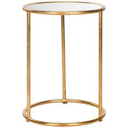 Mesa Auxiliar con Espejo Dorado - 38.1 cm An. x 38.1 cm Prof. x 50 cm Al.