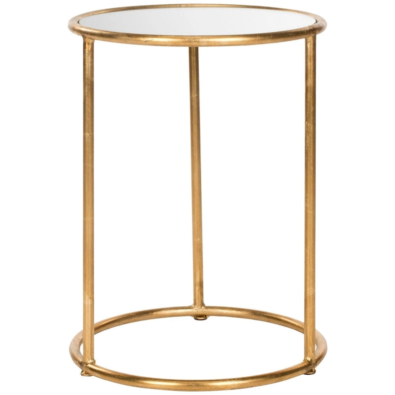 Mesa Auxiliar con Espejo Dorado - 38.1 cm An. x 38.1 cm Prof. x 50 cm Al.