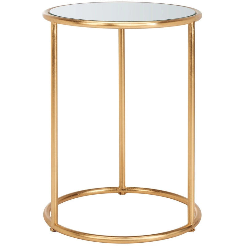 Mesa Auxiliar con Espejo Dorado - 38.1 cm An. x 38.1 cm Prof. x 50 cm Al.