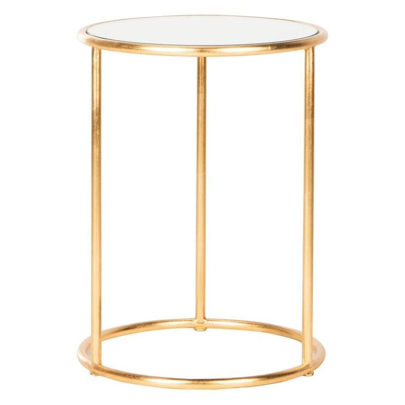 Mesa Auxiliar con Espejo Dorado - 38.1 cm An. x 38.1 cm Prof. x 50 cm Al.