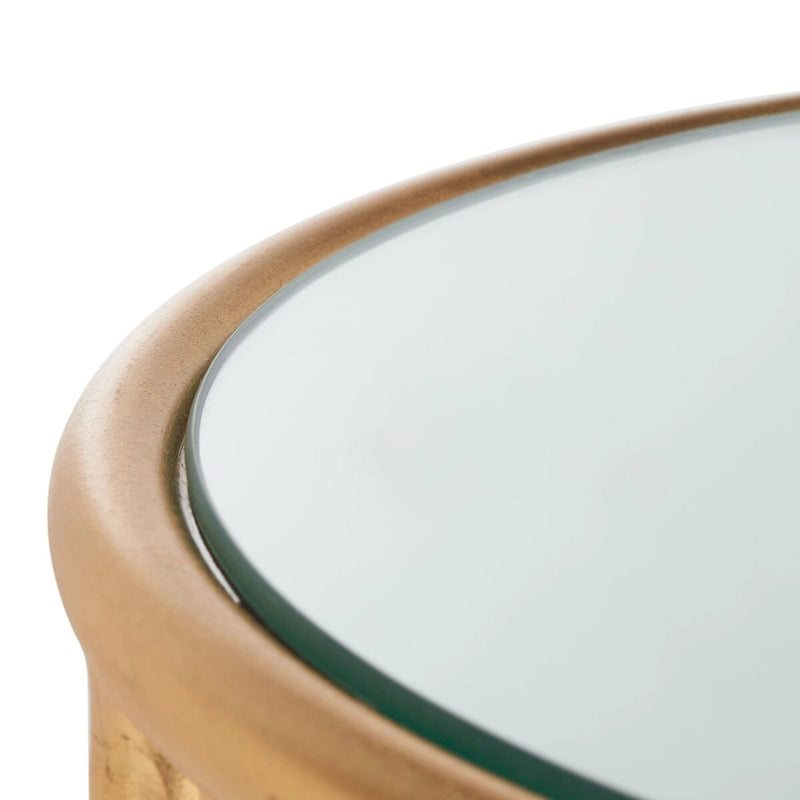 Mesa Auxiliar con Espejo Dorado - 38.1 cm An. x 38.1 cm Prof. x 50 cm Al.