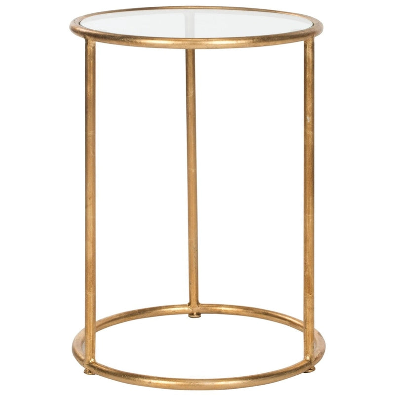Mesa Auxiliar con Espejo Dorado - 38.1 cm An. x 38.1 cm Prof. x 50 cm Al.
