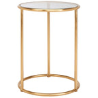 Mesa Auxiliar con Espejo Dorado - 38.1 cm An. x 38.1 cm Prof. x 50 cm Al.
