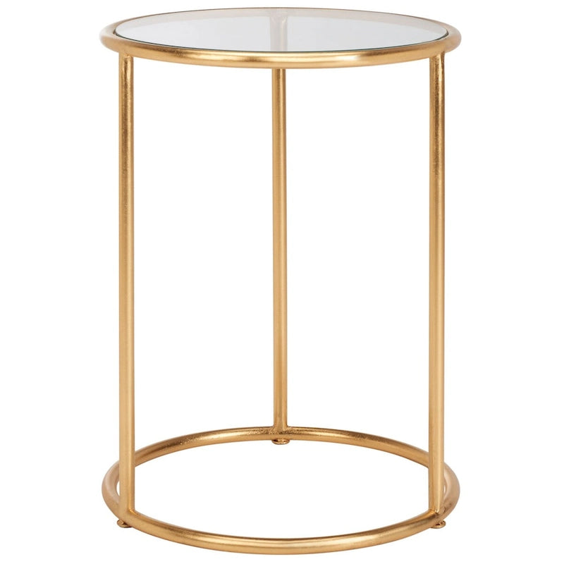 Mesa Auxiliar con Espejo Dorado - 38.1 cm An. x 38.1 cm Prof. x 50 cm Al.