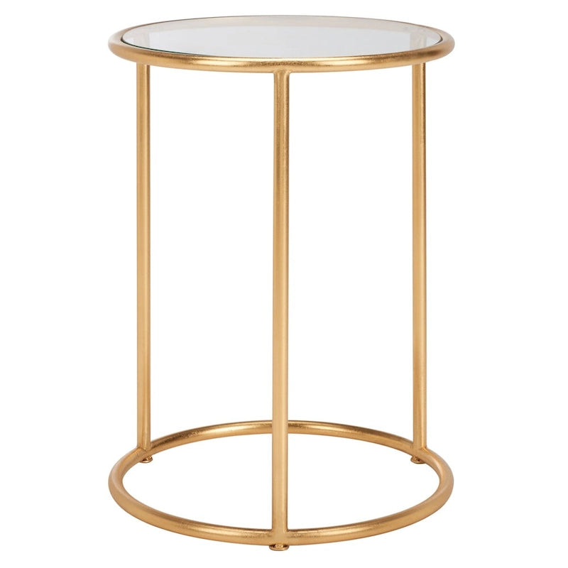 Mesa Auxiliar con Espejo Dorado - 38.1 cm An. x 38.1 cm Prof. x 50 cm Al.