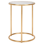 Mesa Auxiliar con Espejo Dorado - 38.1 cm An. x 38.1 cm Prof. x 50 cm Al.