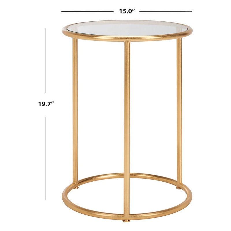 Mesa Auxiliar con Espejo Dorado - 38.1 cm An. x 38.1 cm Prof. x 50 cm Al.