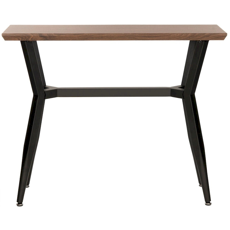 Mesa consola de mediados de siglo con estructura metálica – Marrón y negro, 39An x 14Prof x 31Al