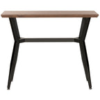 Mesa consola de mediados de siglo con estructura metálica – Marrón y negro, 39An x 14Prof x 31Al