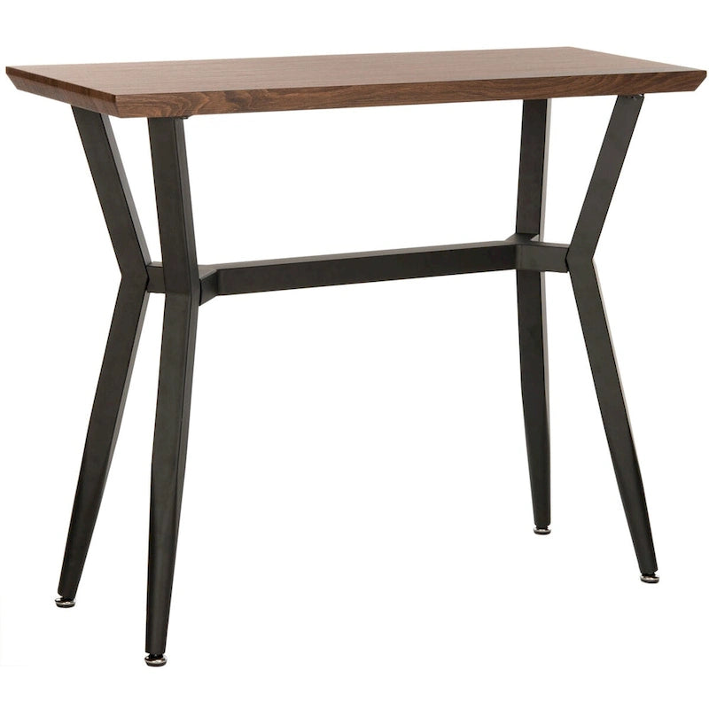 Mesa consola de mediados de siglo con estructura metálica – Marrón y negro, 39An x 14Prof x 31Al