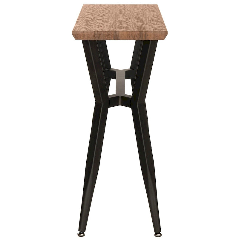 Mesa consola de mediados de siglo con estructura metálica – Marrón y negro, 39An x 14Prof x 31Al