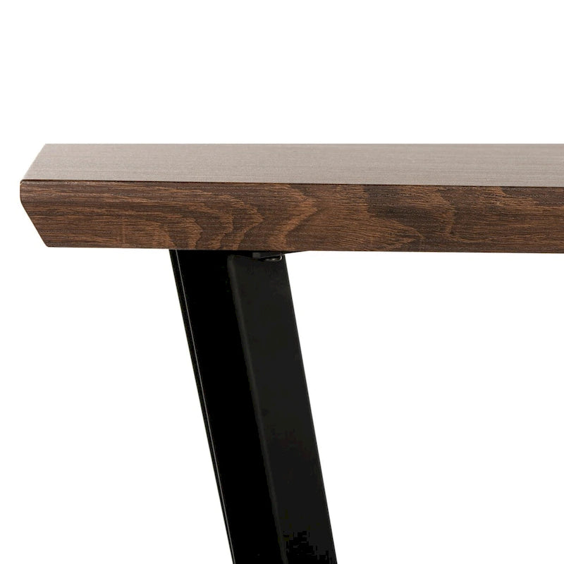 Mesa consola de mediados de siglo con estructura metálica – Marrón y negro, 39An x 14Prof x 31Al