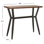 Mesa consola de mediados de siglo con estructura metálica – Marrón y negro, 39An x 14Prof x 31Al