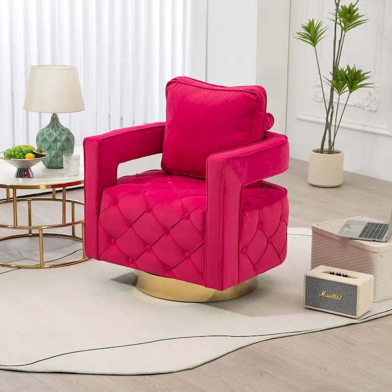 Sillón giratorio con asiento capitoné