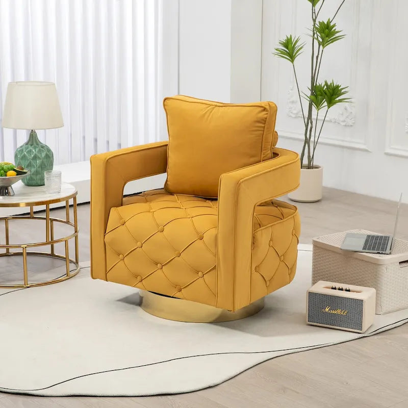 Sillón giratorio con asiento capitoné
