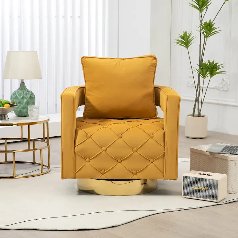 Sillón giratorio con asiento capitoné