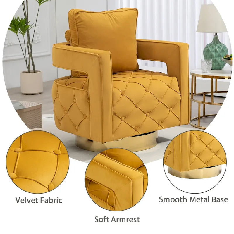 Sillón giratorio con asiento capitoné