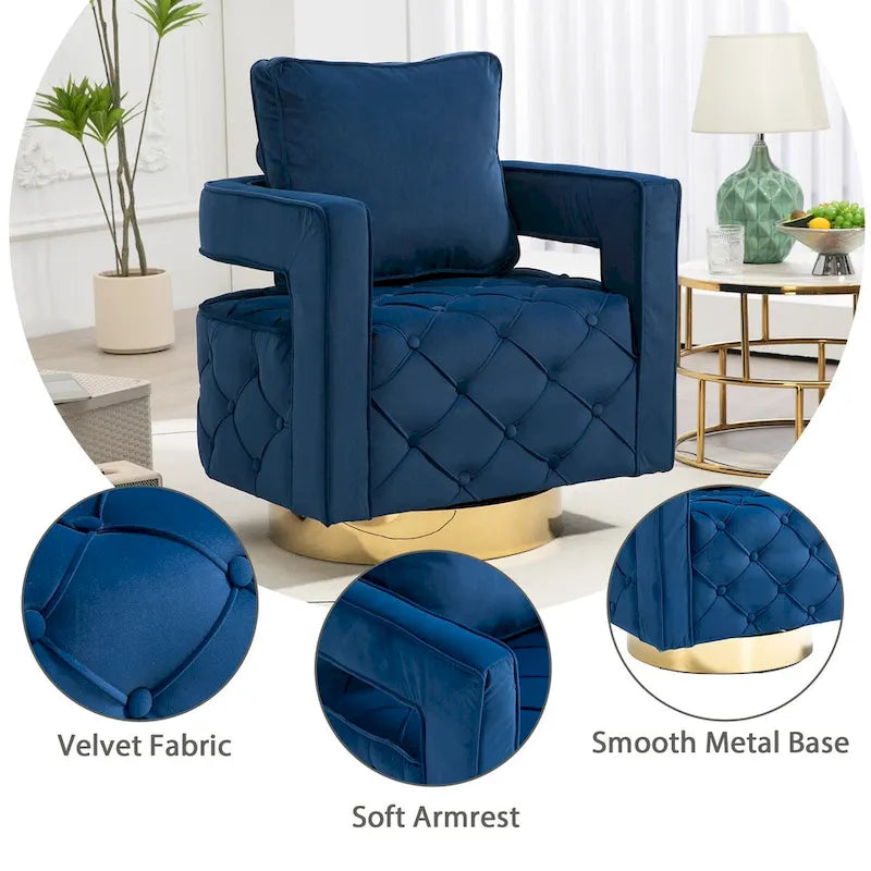 Sillón giratorio con asiento capitoné