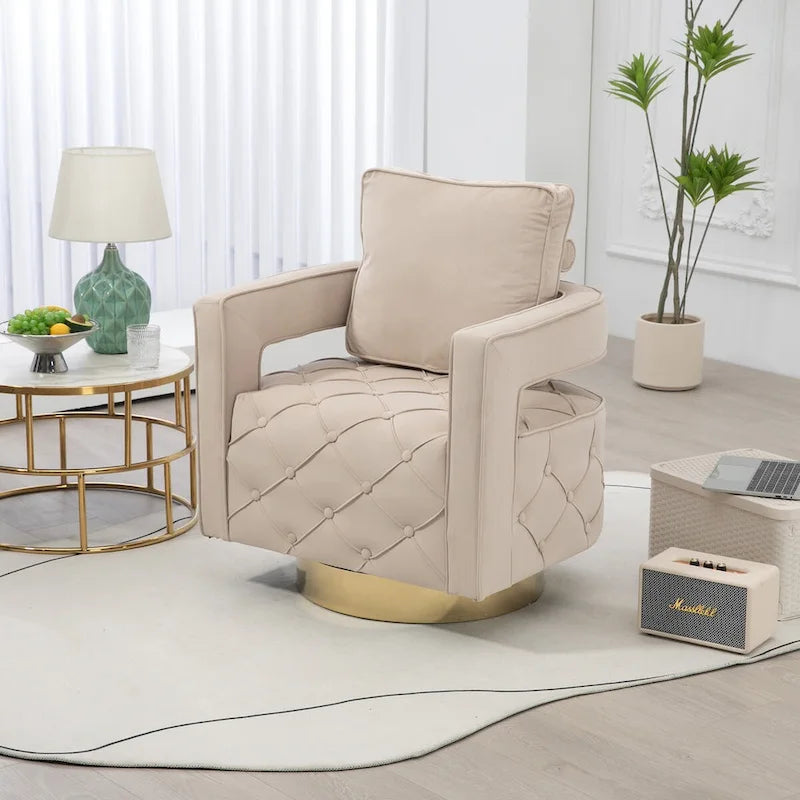 Sillón giratorio con asiento capitoné