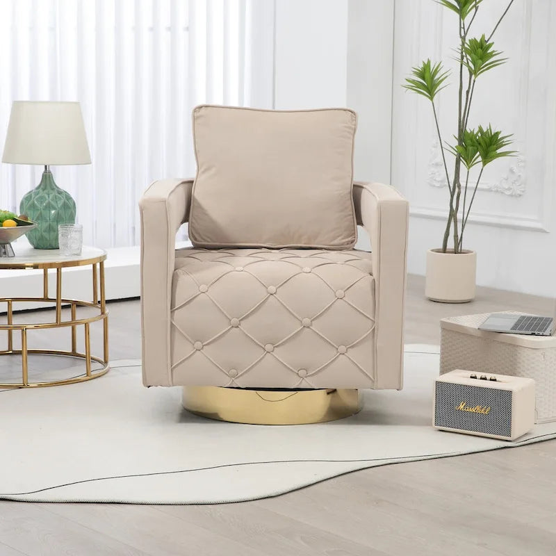 Sillón giratorio con asiento capitoné