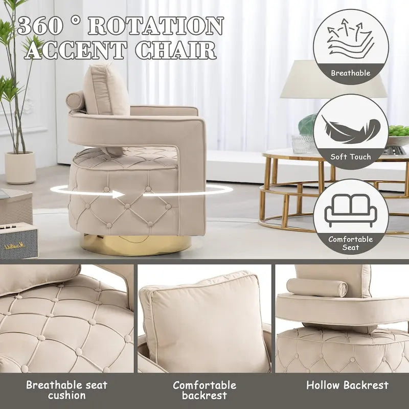 Sillón giratorio con asiento capitoné