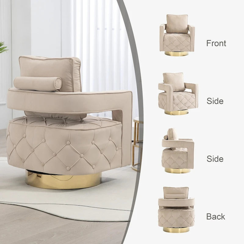 Sillón giratorio con asiento capitoné