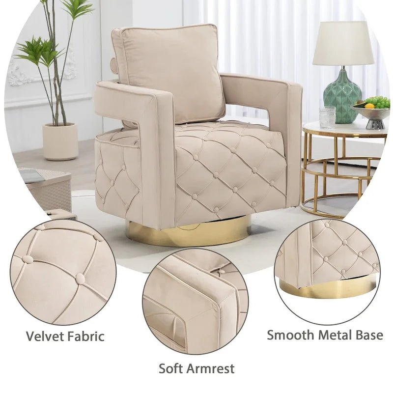 Sillón giratorio con asiento capitoné