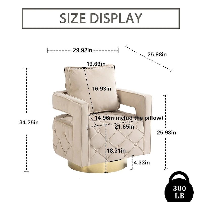Sillón giratorio con asiento capitoné