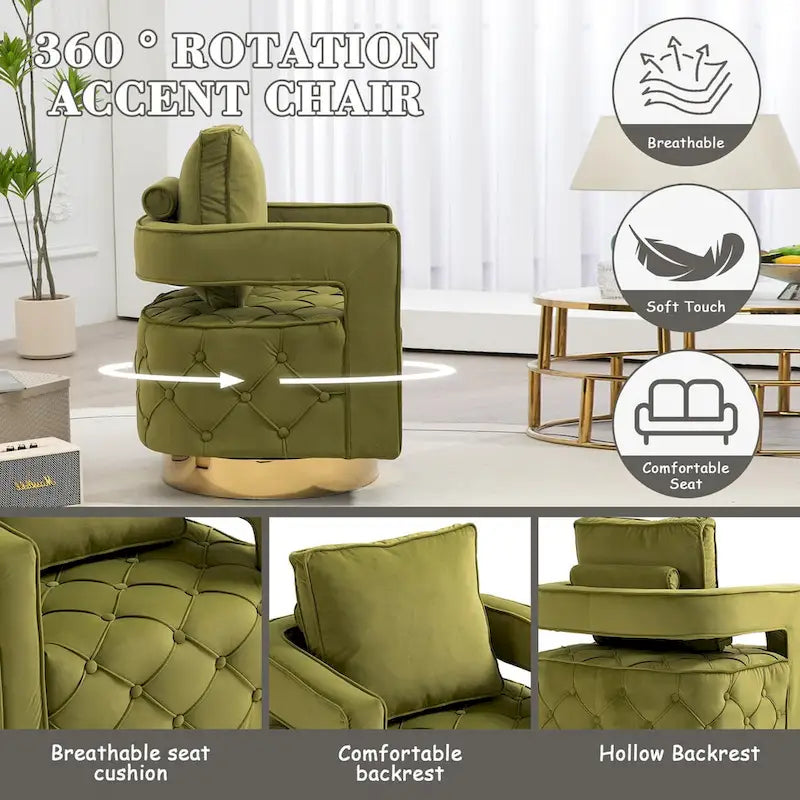 Sillón giratorio con asiento capitoné