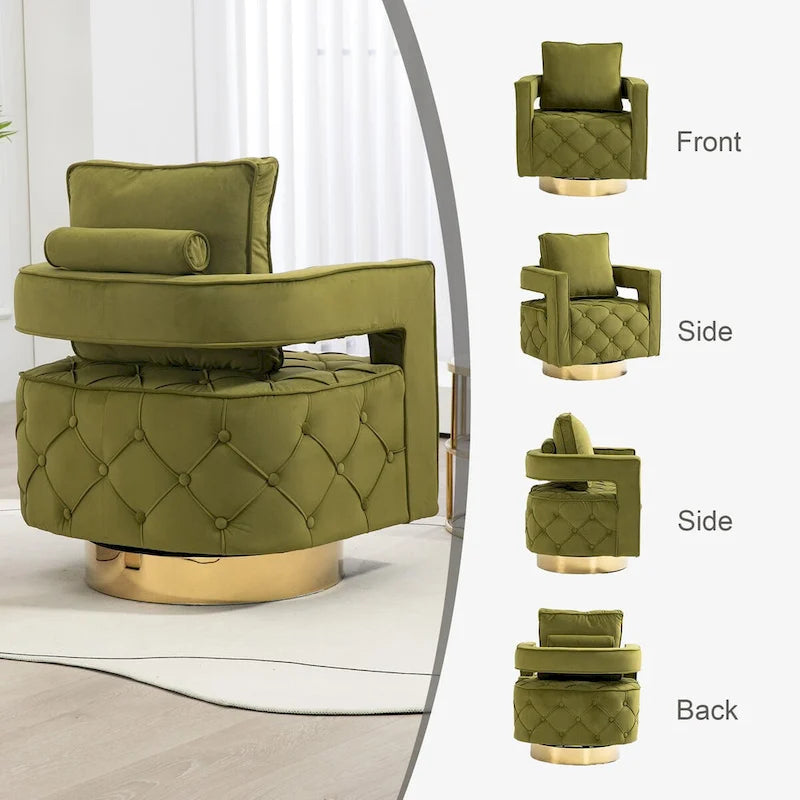 Sillón giratorio con asiento capitoné