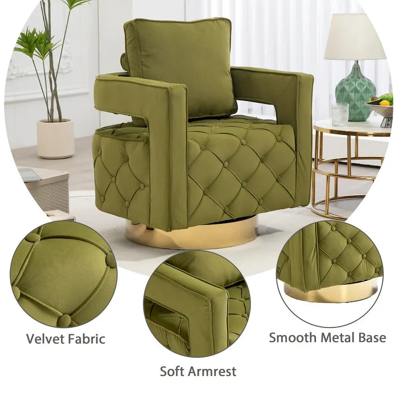 Sillón giratorio con asiento capitoné