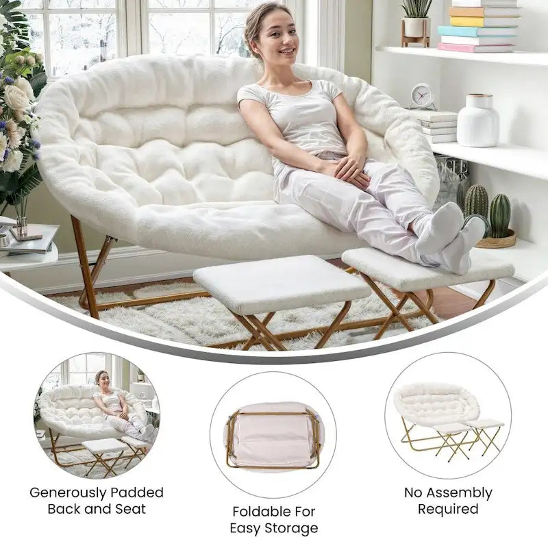 Sillón doble con 2 otomanas