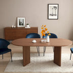 Mesa de comedor ovalada de 78 pulgadas con acabado de nogal