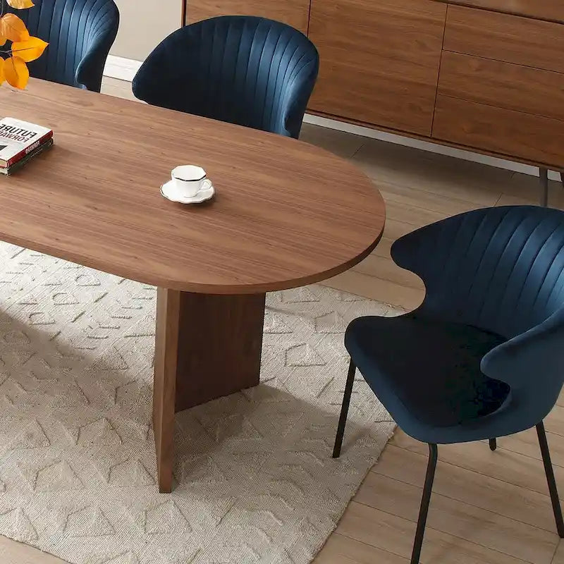 Mesa de comedor ovalada de 78 pulgadas con acabado de nogal