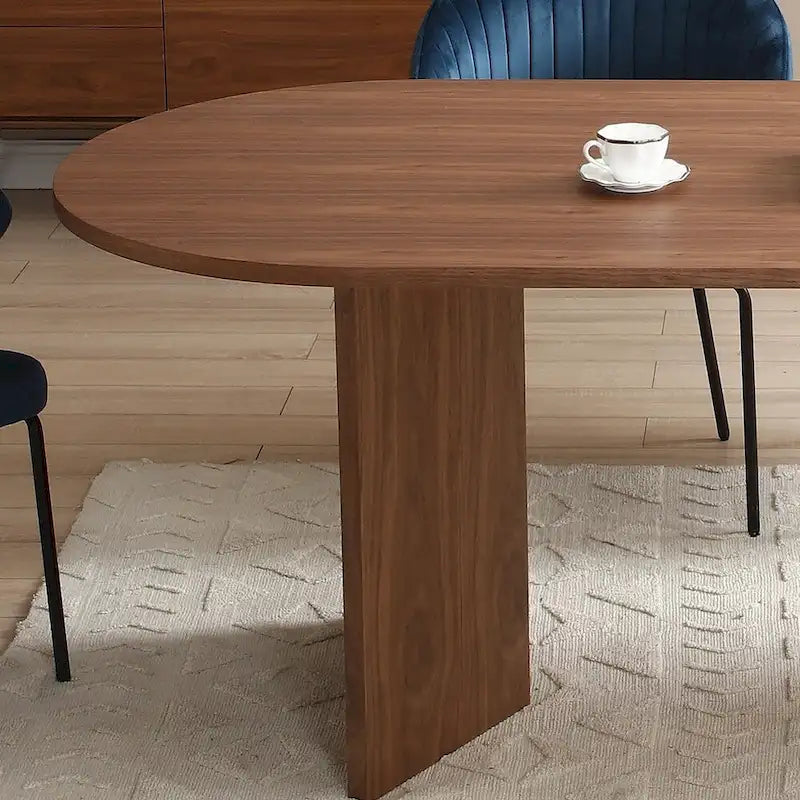 Mesa de comedor ovalada de 78 pulgadas con acabado de nogal