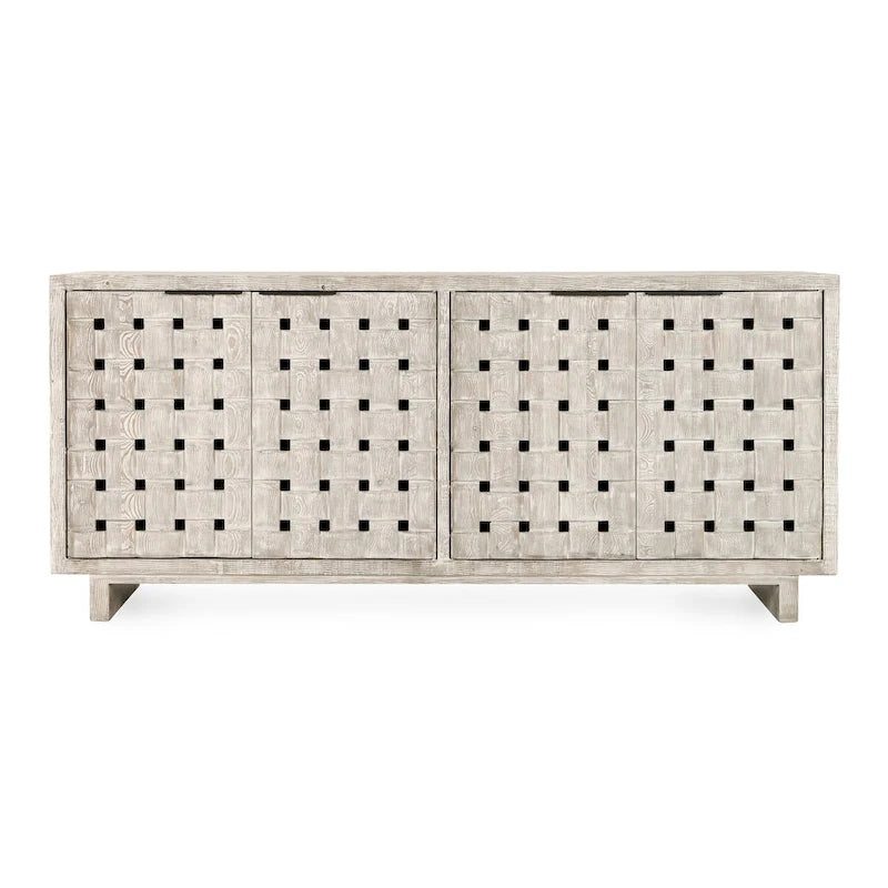 Aparador de madera de pino reciclada de 4 puertas