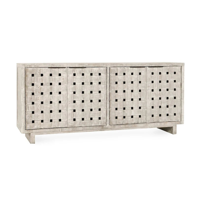 Aparador de madera de pino reciclada de 4 puertas