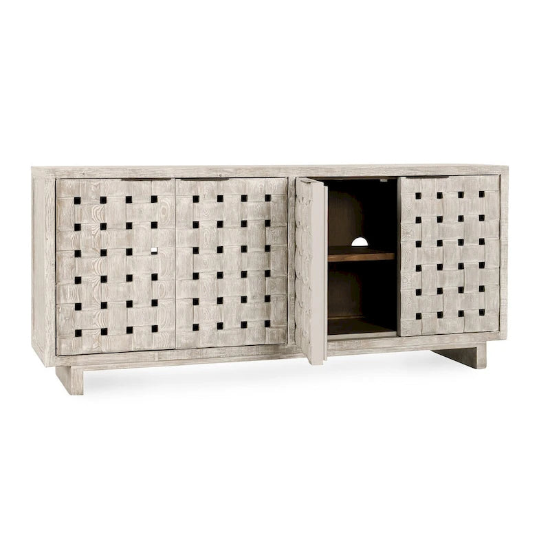 Aparador de madera de pino reciclada de 4 puertas