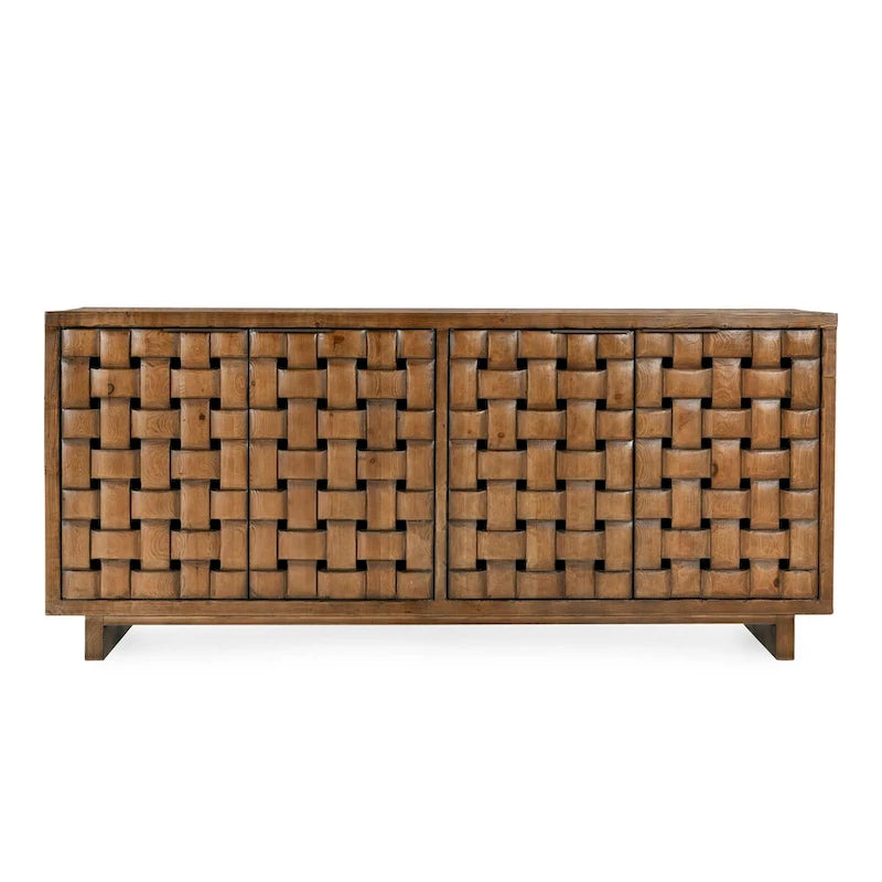 Aparador de madera de pino reciclada de 4 puertas