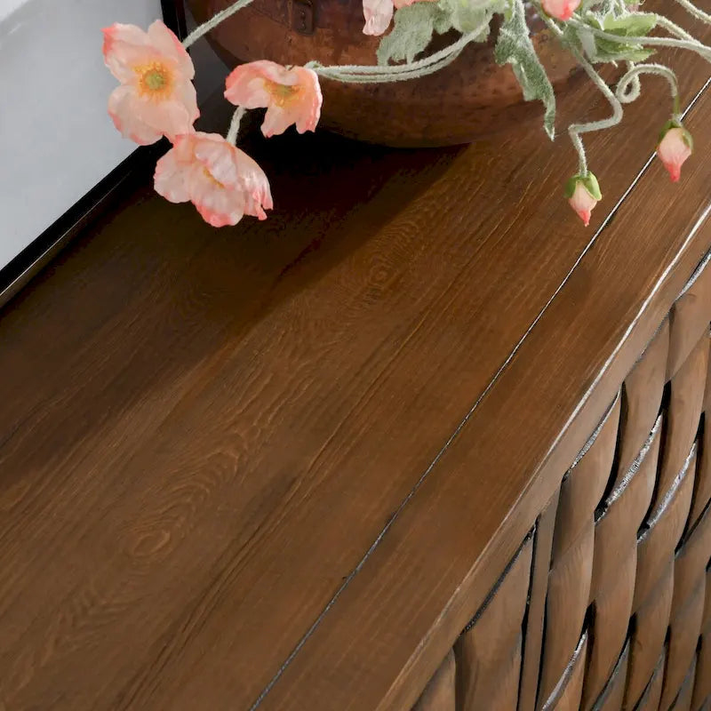 Aparador de madera de pino reciclada de 4 puertas