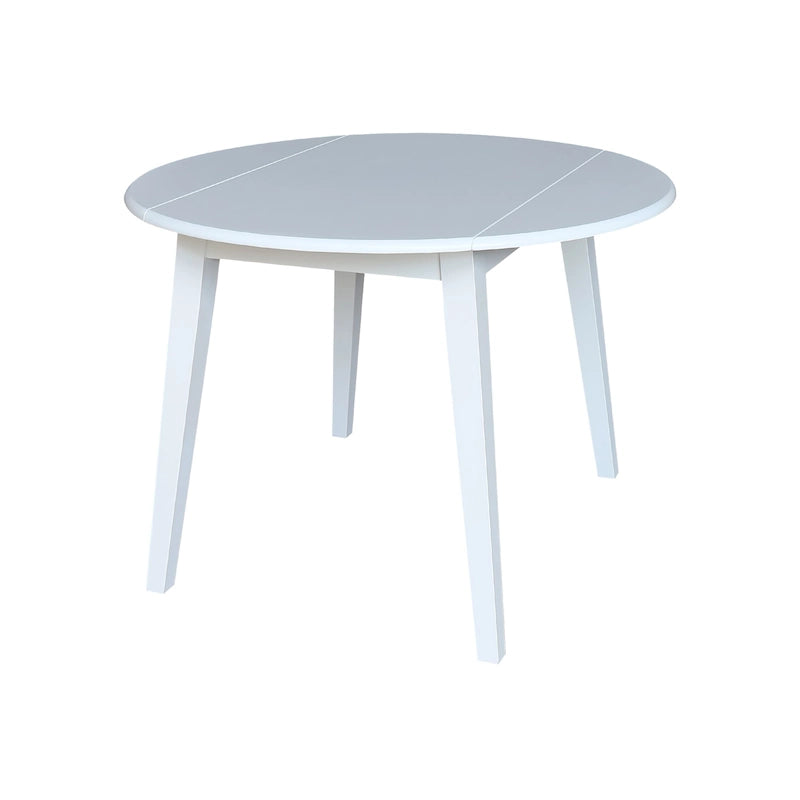Mesa de comedor redonda de madera maciza de 42 pulgadas con alas abatibles