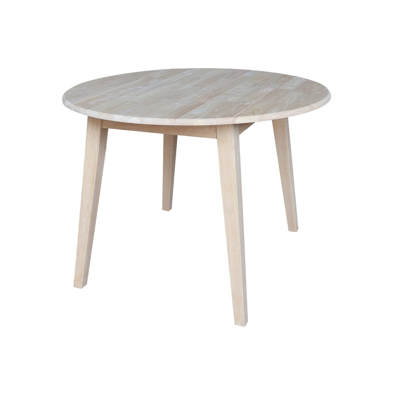 Mesa de comedor redonda de madera maciza de 42 pulgadas con alas abatibles
