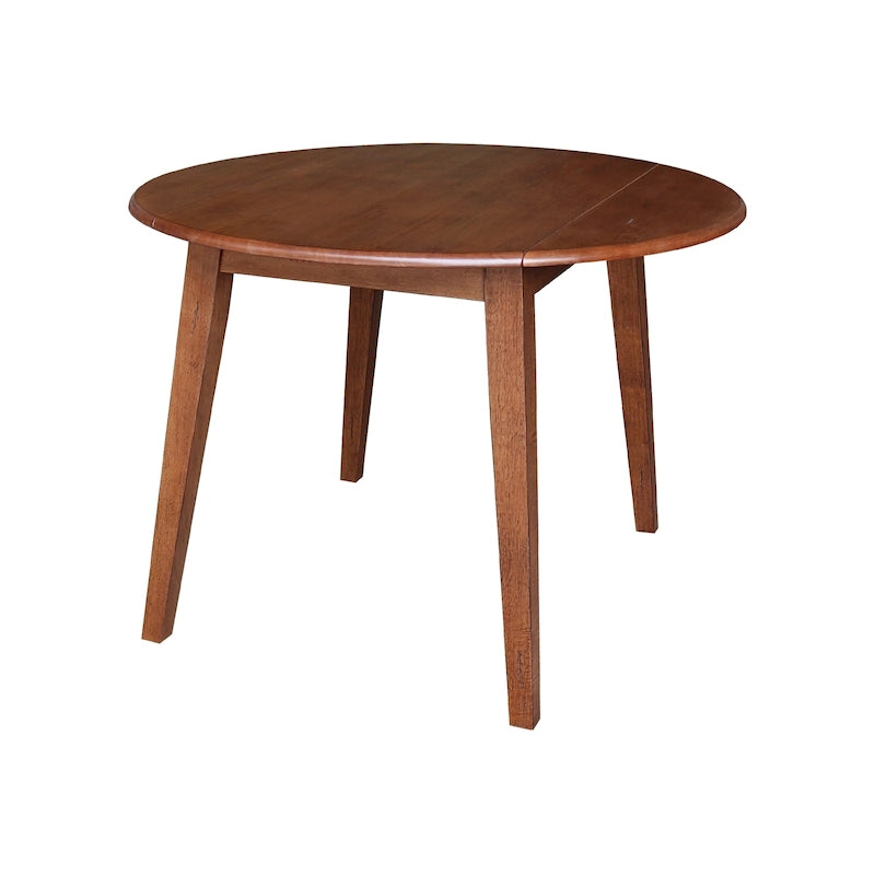 Mesa de comedor redonda de madera maciza de 42 pulgadas con alas abatibles